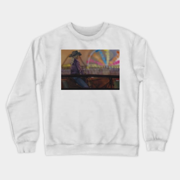 Chestnut Rodeo Horse at the In-Gate Fairgrounds Crewneck Sweatshirt by themarementality